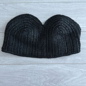 Zara Black Raffia Strapless Top